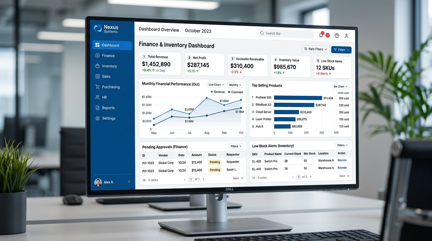 ERP finance & inventory dashboard